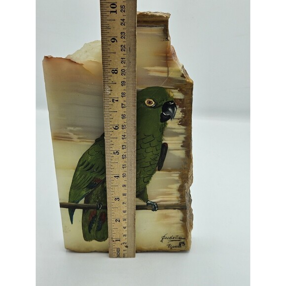 Parrot hand painted on polished slate Signed Tijuana 85 - Picture 9 of 10